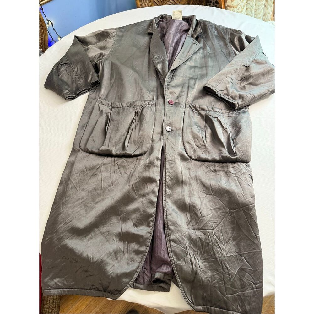 Go Silk For L’Zinger Dark Grey Y2K 100% Silk Jacket Size 1